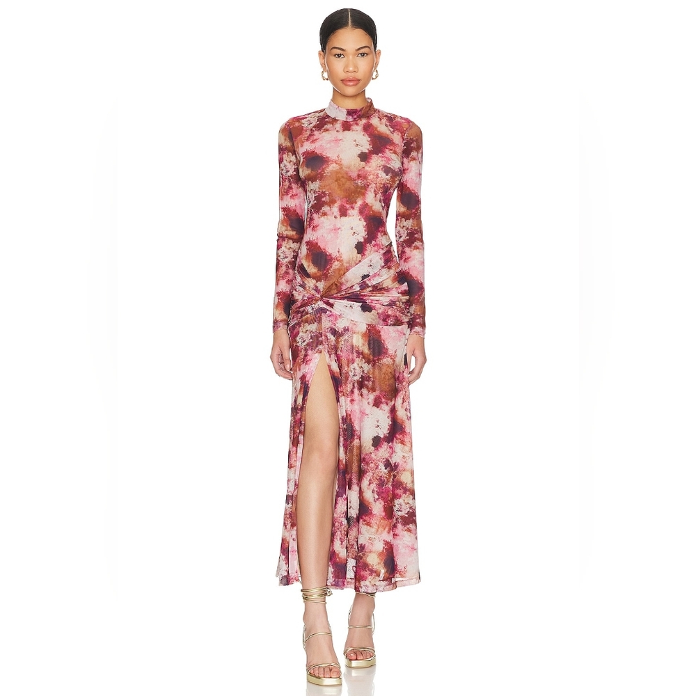 Bardot Pink Red Multi Tie-Front Midi Dress